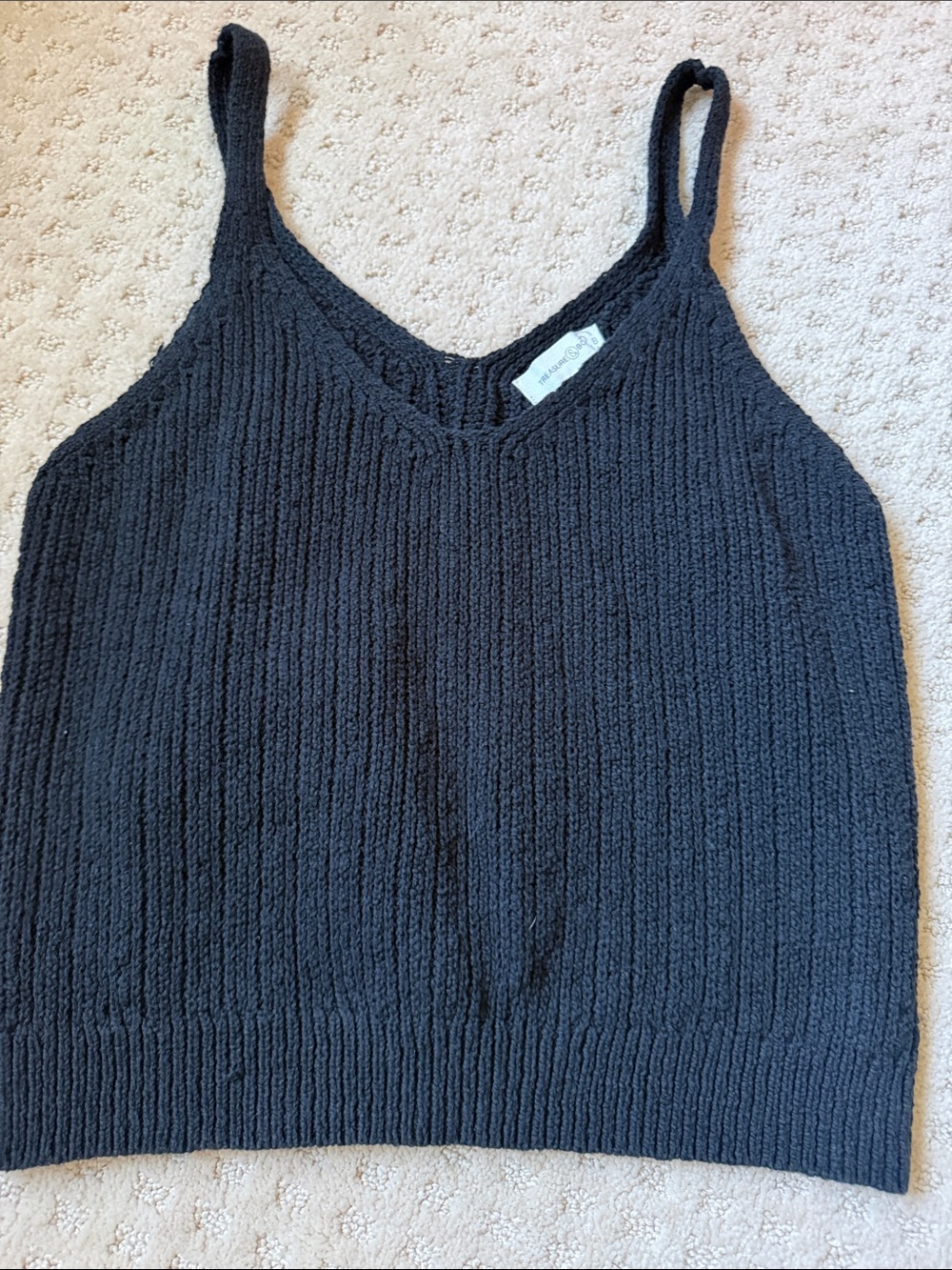 treasure & bond Black Ribbed Knit V-Neck sweater tank